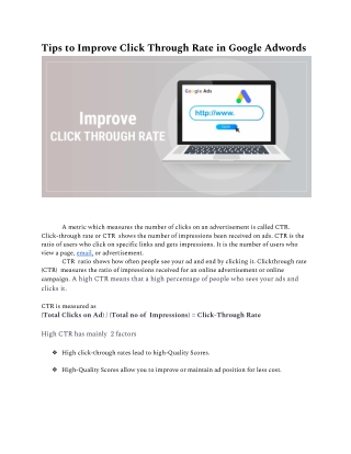 Tips to Improve Click Through Rate in Google Adwords