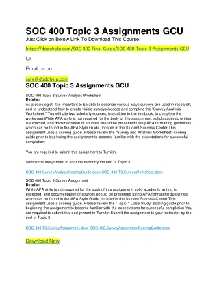 SOC 400 Topic 3 Assignments GCU