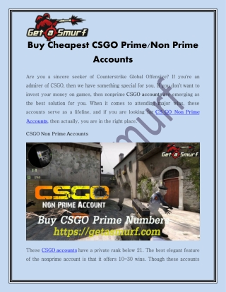 Buy Cheapest CSGO Prime Non Prime Accounts