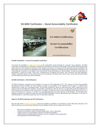 SA 8000 Certification – Social Accountability Certification