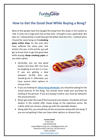 How to Get the Good Deal While Buying a Bong?