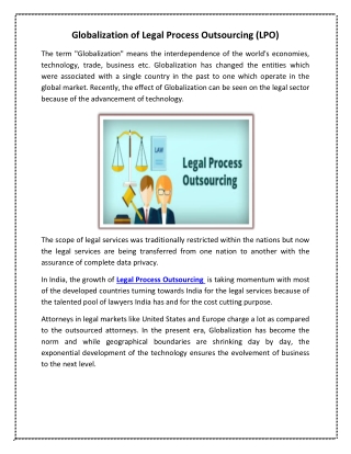 Globalization of Legal Process Outsourcing (LPO)