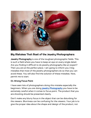 Common Mistakes of the Jewelry Photographers