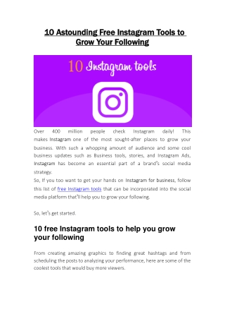 Free Instagram Tools : Boost Traffic and Make Business Popular