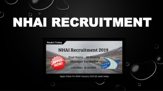 NHAI Recruitment 2019 | Apply Online for 30 Deputy Manager Vacancies