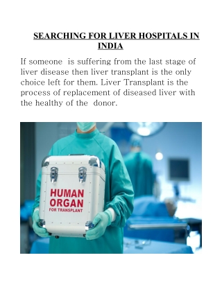 SEARCHING FOR LIVER HOSPITALS IN INDIA