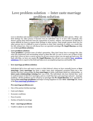 Love Problem Solution - inter caste marriage problem solution
