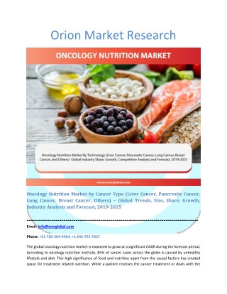 Oncology Nutrition Market: Global Market Size, Industry Trends, Leading Players, Market Share and Forecast 2019-2025