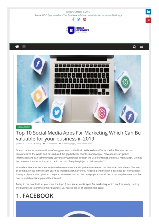 Top 10 Social Media Apps For Marketing Which Can Be Valuable For Your Business In 2020