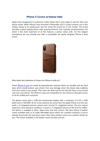 Polycarbonate and Leather iPhone X Available Online