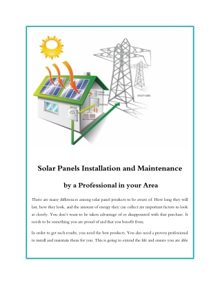 Solar Panels Installation and Maintenance by a Professional in your Area