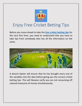 Enjoy Free Cricket Betting Tips