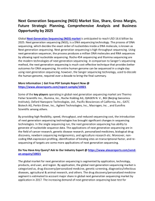 Next Generation Sequencing (NGS) Market Size, Share, Gross Margin, Future Strategic Planning, Comprehensive Analysis and