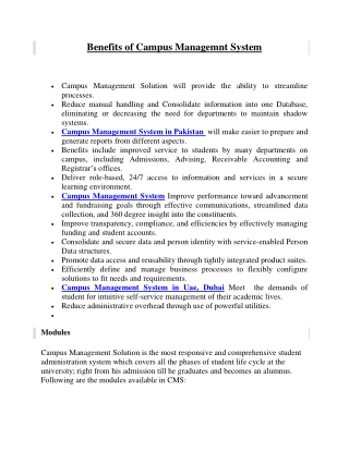 Benefits of Campus Management system