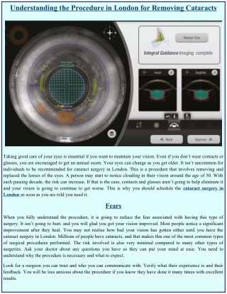 Understanding the Procedure in London for Removing Cataracts