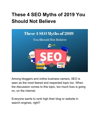 These 4 SEO Myths of 2019 You Should Not Believe