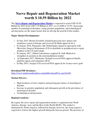 Nerve Repair and Regeneration Market worth $ 10.59 Billion by 2022