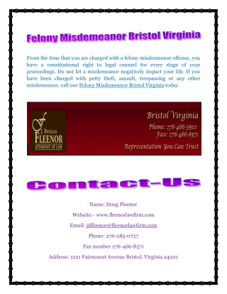 Felony Misdemeanor Bristol Virginia