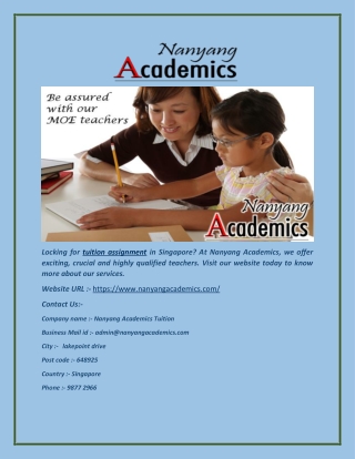 Nanyang Academics - Tuition Assignment in Singapore