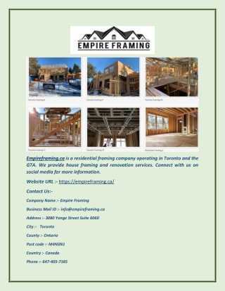 GTA House Framing - Empireframing.ca