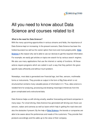 All you need to know about Data Science and courses related to it