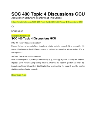 SOC 400 Topic 4 Discussions GCU