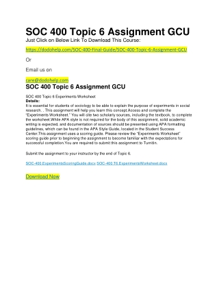 SOC 400 Topic 6 Assignment GCU