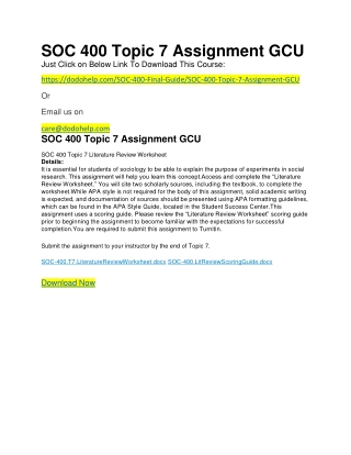 SOC 400 Topic 7 Assignment GCU