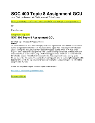 SOC 400 Topic 8 Assignment GCU