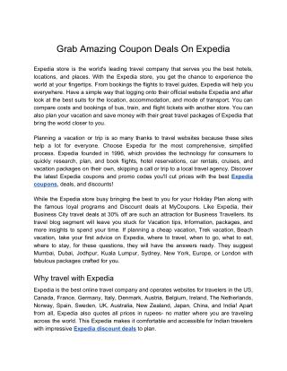 Grab Amazing Coupon Deals On Expedia