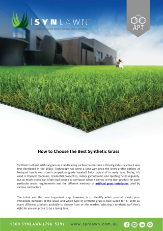 How to Choose the Best Synthetic Grass