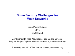 Some Security Challenges for Mesh Networks