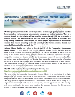 Intrauterine Contraceptive Devices Market Outlook, and Opportunity Analysis, 2018-2026