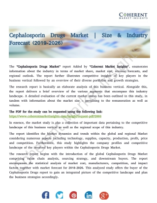 Cephalosporin Drugs Market | Size & Industry Forecast (2019-2026)