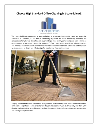 Choose High Standard Office Cleaning in Scottsdale AZ