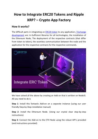 How to Integrate ERC20 Tokens and Ripple XRP? – Crypto App Factory