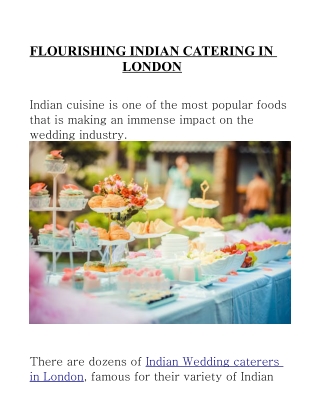 FLOURISHING INDIAN CATERING IN LONDON