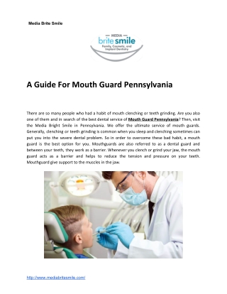 A Guide for Mouth Guard Pennsylvania