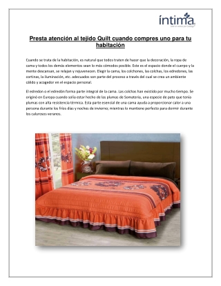 Presta atención al tejido Quilt cuando compres uno para tu habitación