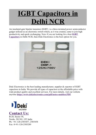 IGBT Capacitors in Delhi NCR