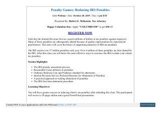 Penalty Games: Reducing IRS Penalties