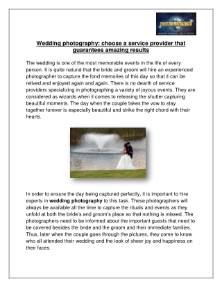 Wedding photography: choose a service provider that guarantees amazing results