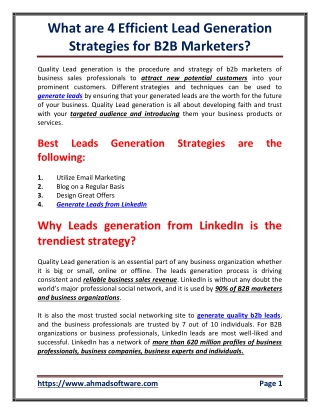 What are 4 efficient lead generation strategies for B2B marketers