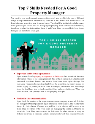 Top 7 Skills Needed For A Good Property Manager