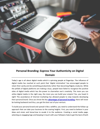 Personal Branding: Express Your Authenticity on Digital Domain