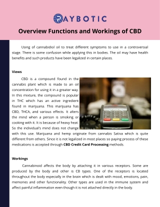 Overview Functions and Workings of CBD