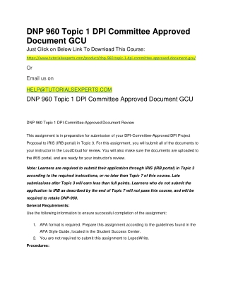 DNP 960 Topic 1 DPI Committee Approved Document GCU