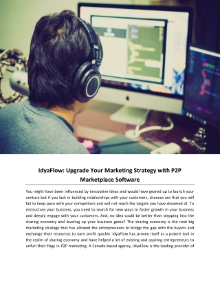 IdyaFlow: Upgrade Your Marketing Strategy with P2P Marketplace Software