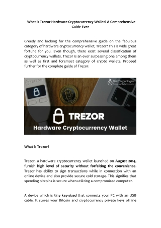 What is Trezor Hardware Cryptocurrency Wallet? A Comprehensive Guide Ever