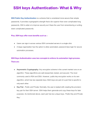 SSH Keys Authentication- What & Why